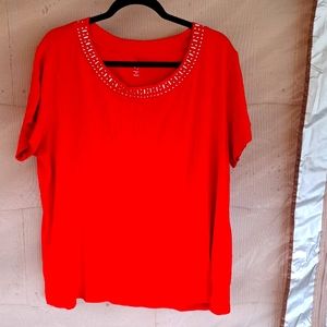 Basic Red  Shirt, with collar decor Sz 24